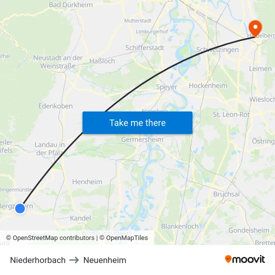 Niederhorbach to Neuenheim map