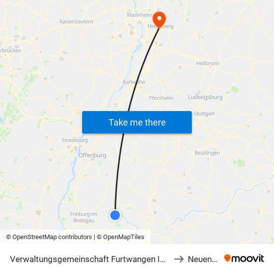 Verwaltungsgemeinschaft Furtwangen Im Schwarzwald to Neuenheim map