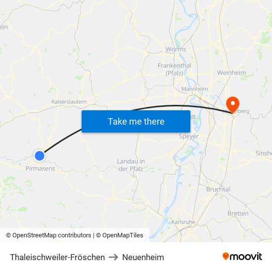 Thaleischweiler-Fröschen to Neuenheim map