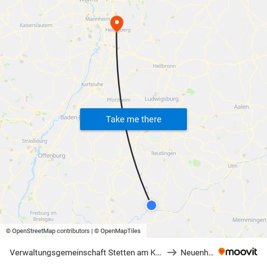 Verwaltungsgemeinschaft Stetten am Kalten Markt to Neuenheim map