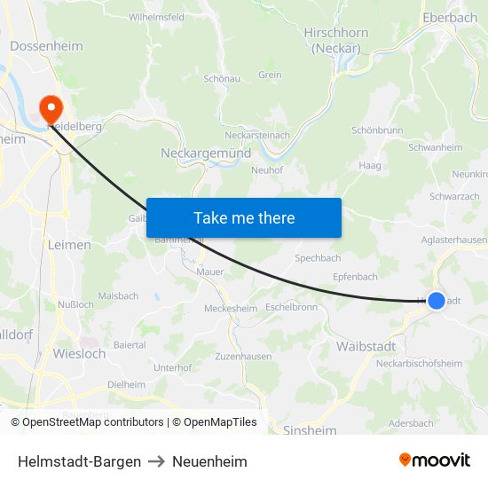 Helmstadt-Bargen to Neuenheim map