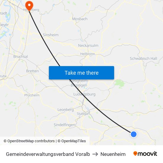 Gemeindeverwaltungsverband Voralb to Neuenheim map