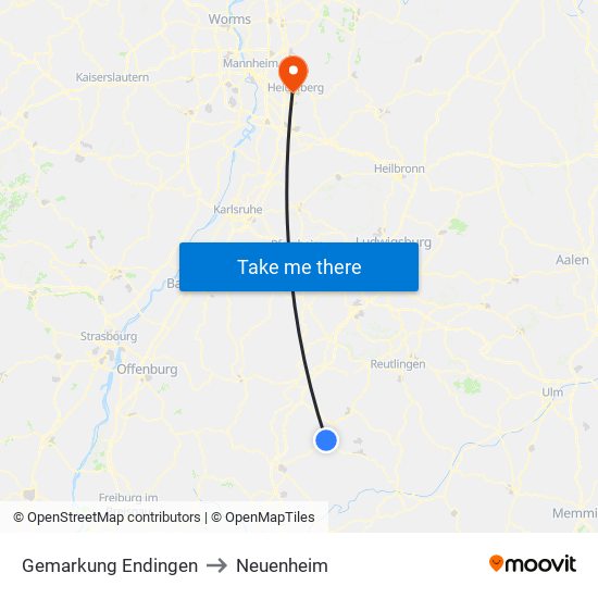 Gemarkung Endingen to Neuenheim map