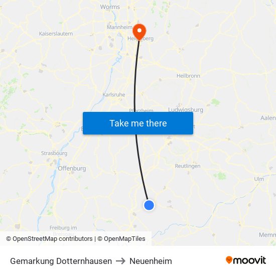Gemarkung Dotternhausen to Neuenheim map