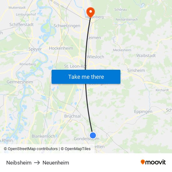 Neibsheim to Neuenheim map