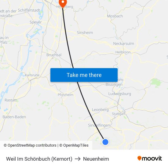 Weil Im Schönbuch (Kernort) to Neuenheim map