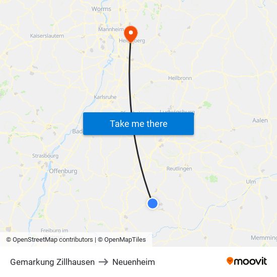Gemarkung Zillhausen to Neuenheim map