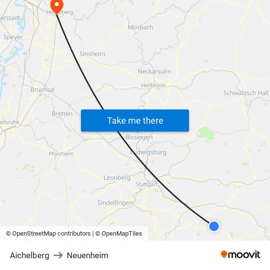 Aichelberg to Neuenheim map