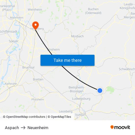 Aspach to Neuenheim map