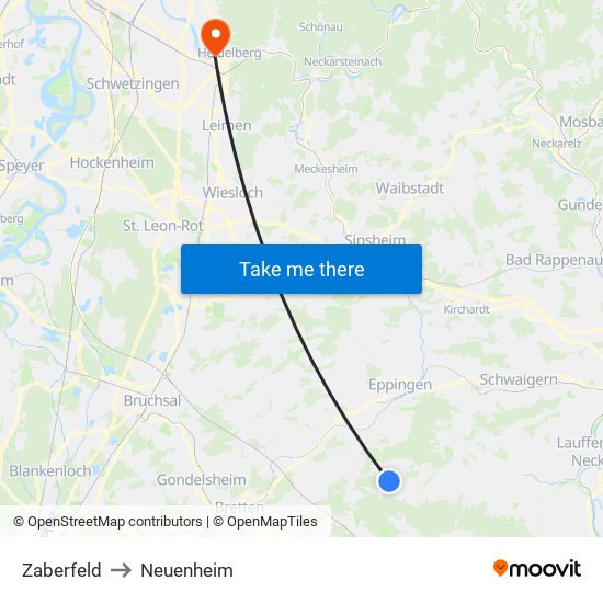 Zaberfeld to Neuenheim map