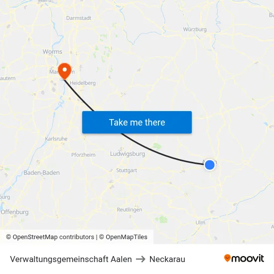 Verwaltungsgemeinschaft Aalen to Neckarau map