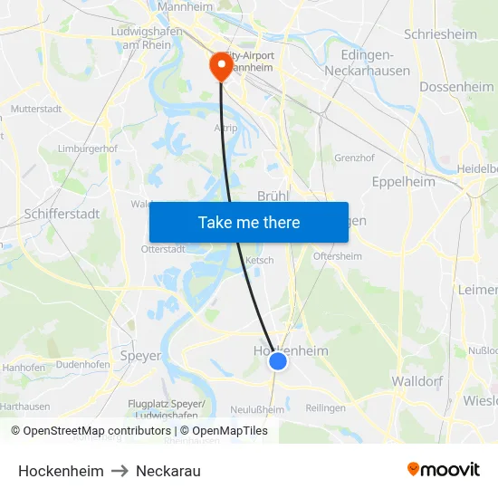 Hockenheim to Neckarau map