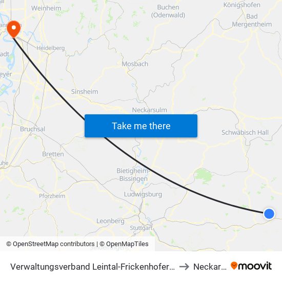 Verwaltungsverband Leintal-Frickenhofer Höhe to Neckarau map