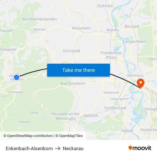 Enkenbach-Alsenborn to Neckarau map