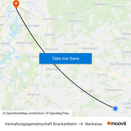 Verwaltungsgemeinschaft Brackenheim to Neckarau map