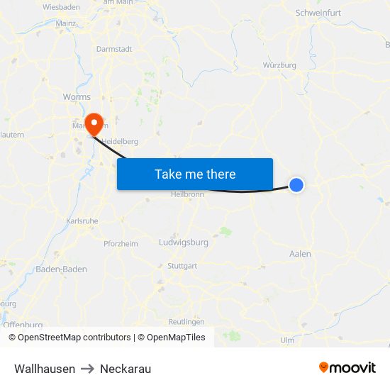 Wallhausen to Neckarau map