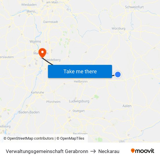Verwaltungsgemeinschaft Gerabronn to Neckarau map