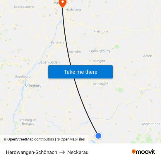 Herdwangen-Schönach to Neckarau map