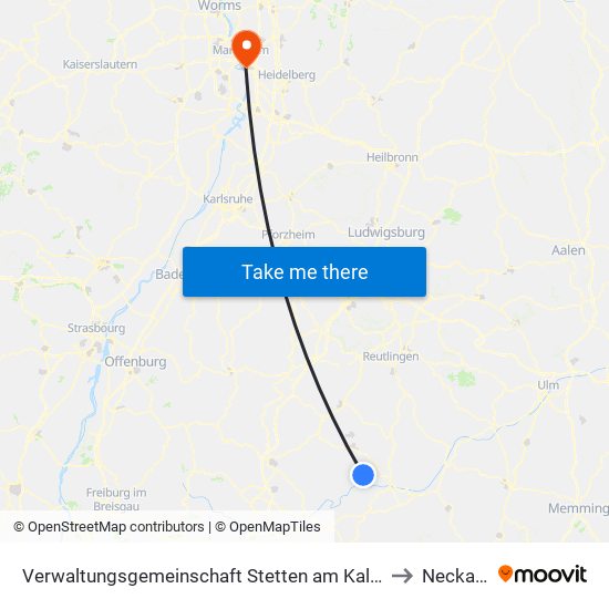 Verwaltungsgemeinschaft Stetten am Kalten Markt to Neckarau map