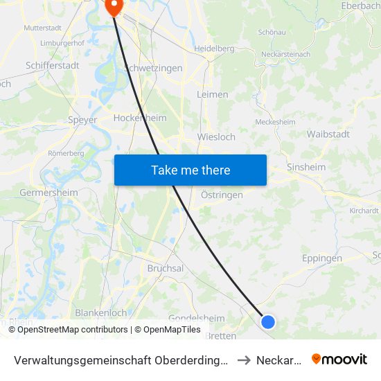 Verwaltungsgemeinschaft Oberderdingen to Neckarau map