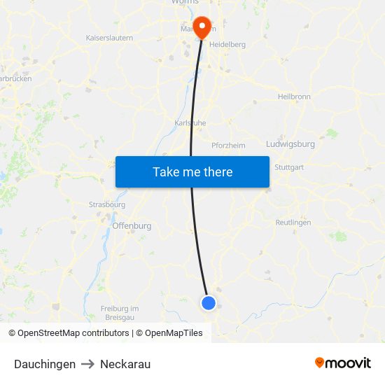 Dauchingen to Neckarau map