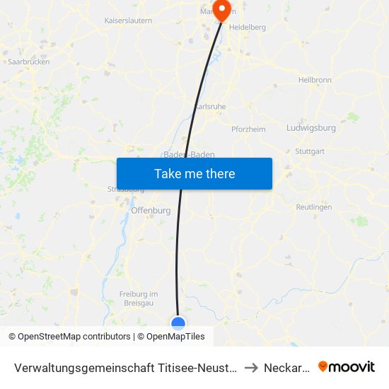 Verwaltungsgemeinschaft Titisee-Neustadt to Neckarau map