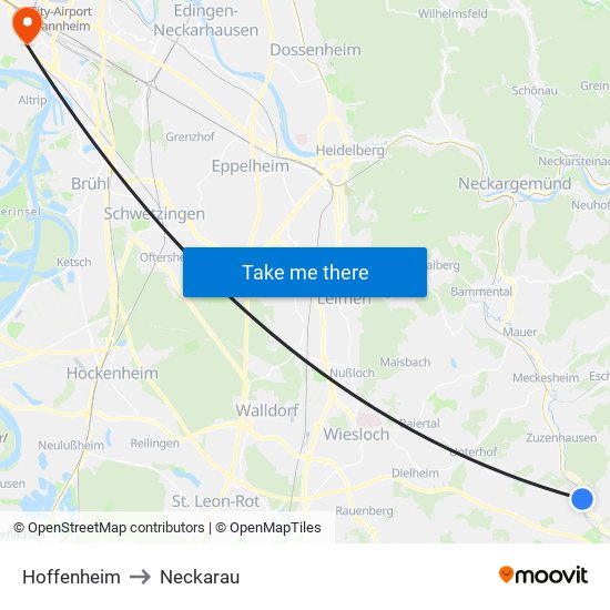 Hoffenheim to Neckarau map