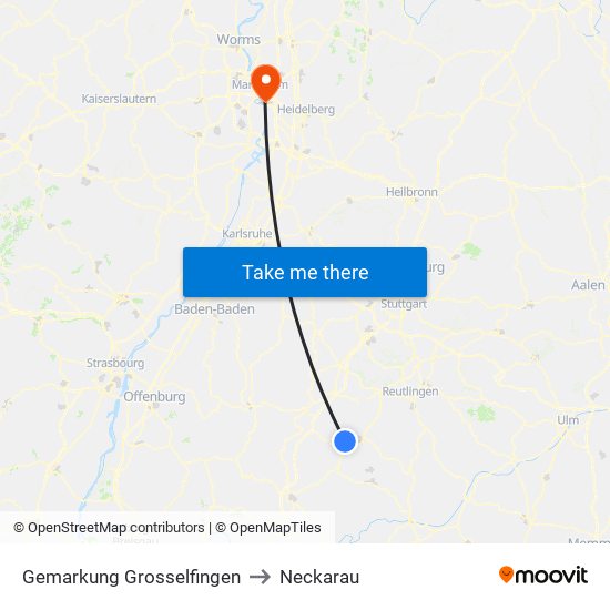 Gemarkung Grosselfingen to Neckarau map