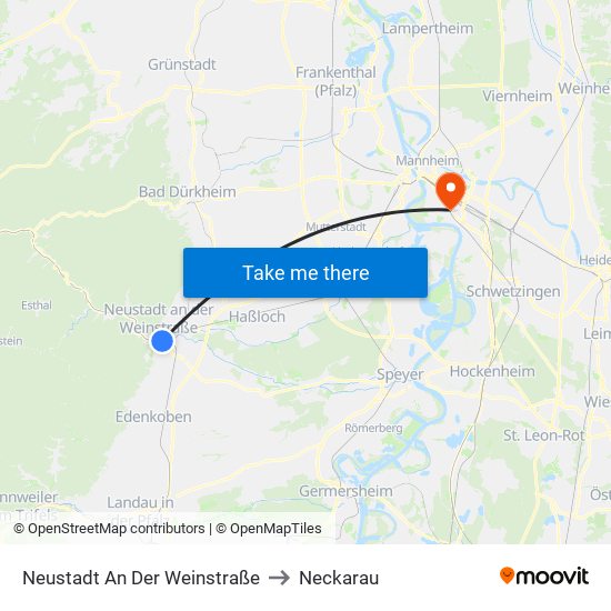 Neustadt An Der Weinstraße to Neckarau map