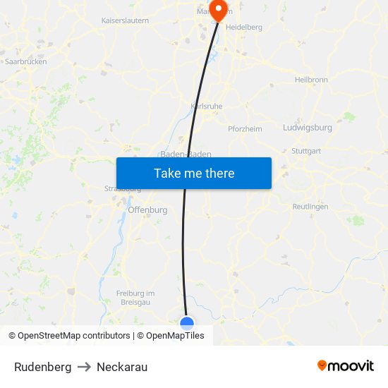 Rudenberg to Neckarau map