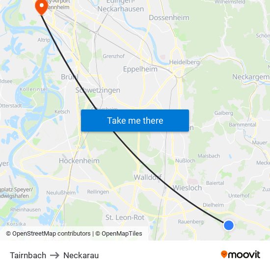 Tairnbach to Neckarau map