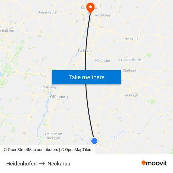 Heidenhofen to Neckarau map