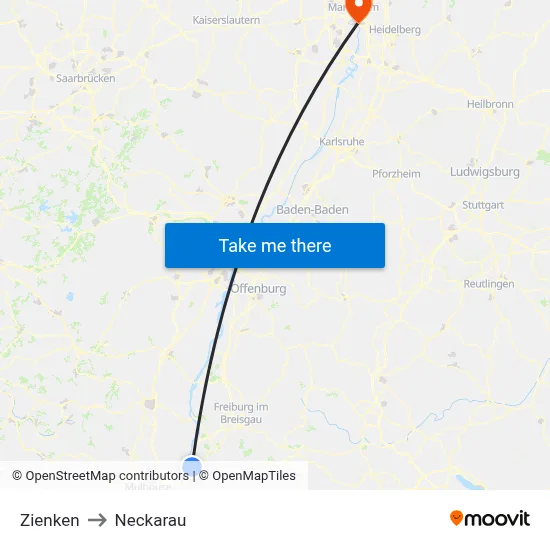 Zienken to Neckarau map