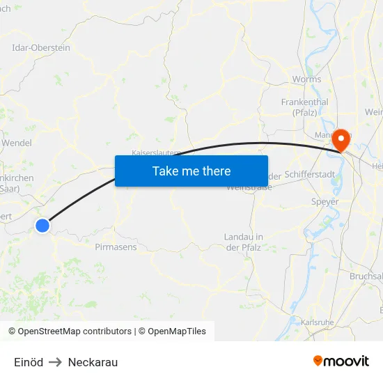 Einöd to Neckarau map