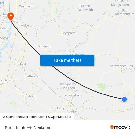 Spraitbach to Neckarau map