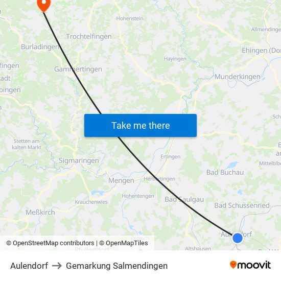 Aulendorf to Gemarkung Salmendingen map