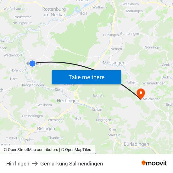 Hirrlingen to Gemarkung Salmendingen map