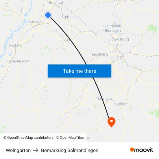 Weingarten to Gemarkung Salmendingen map