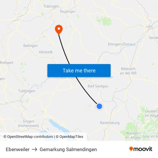 Ebenweiler to Gemarkung Salmendingen map