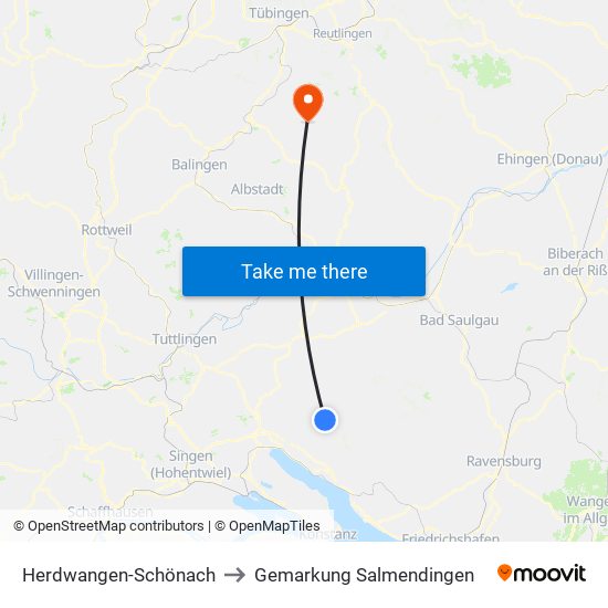 Herdwangen-Schönach to Gemarkung Salmendingen map