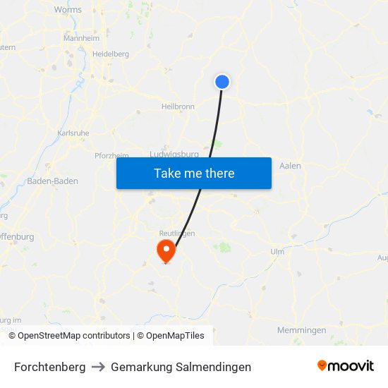 Forchtenberg to Gemarkung Salmendingen map