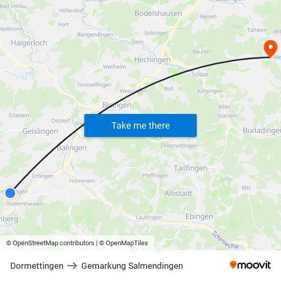 Dormettingen to Gemarkung Salmendingen map