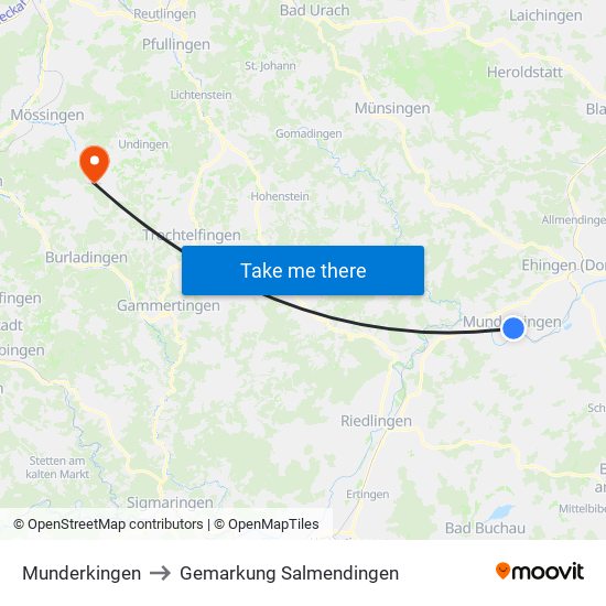 Munderkingen to Gemarkung Salmendingen map