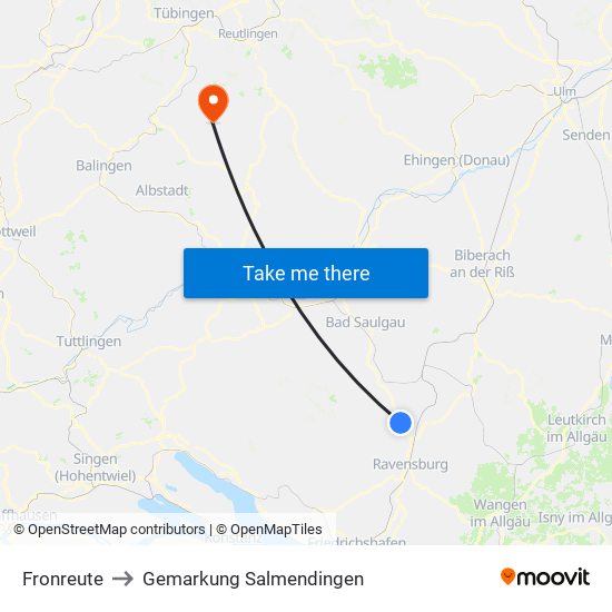 Fronreute to Gemarkung Salmendingen map