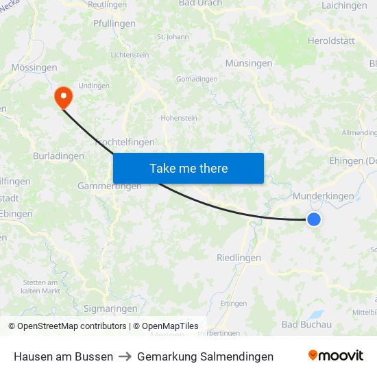 Hausen am Bussen to Gemarkung Salmendingen map