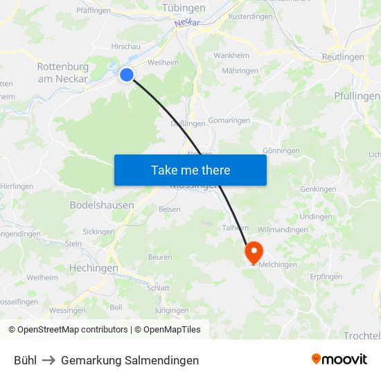 Bühl to Gemarkung Salmendingen map