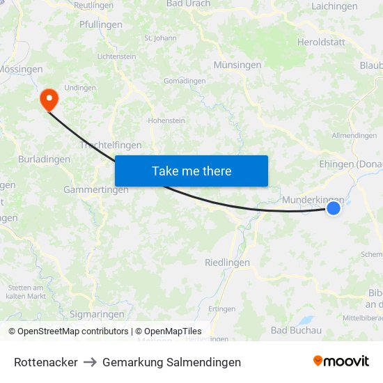 Rottenacker to Gemarkung Salmendingen map