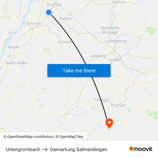 Untergrombach to Gemarkung Salmendingen map