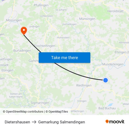 Dietershausen to Gemarkung Salmendingen map