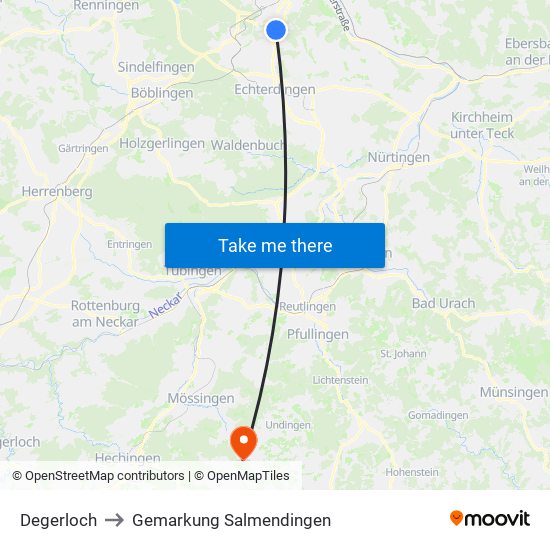 Degerloch to Gemarkung Salmendingen map